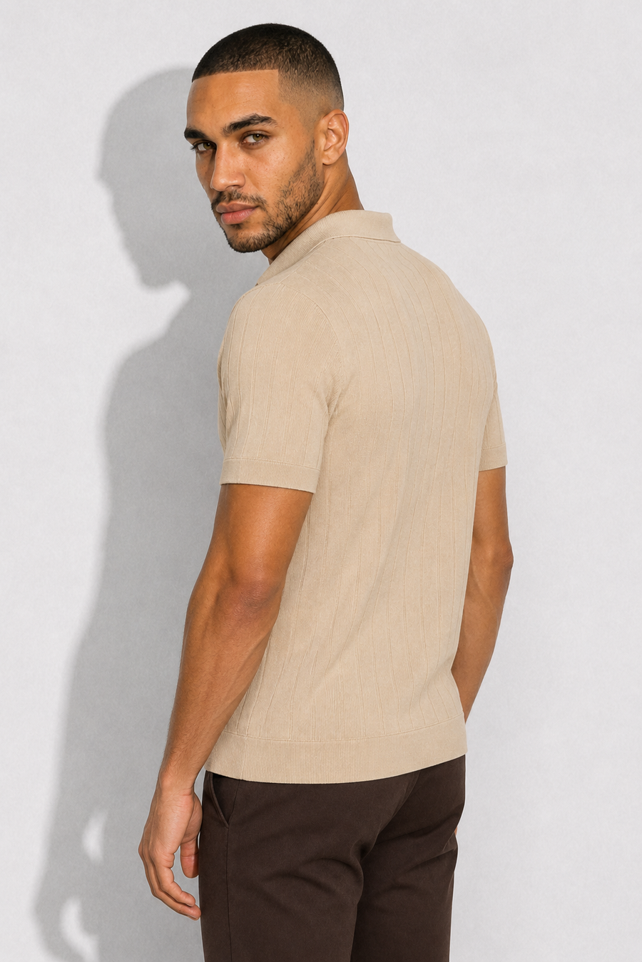 Polo canalé · Beige — Vista 4