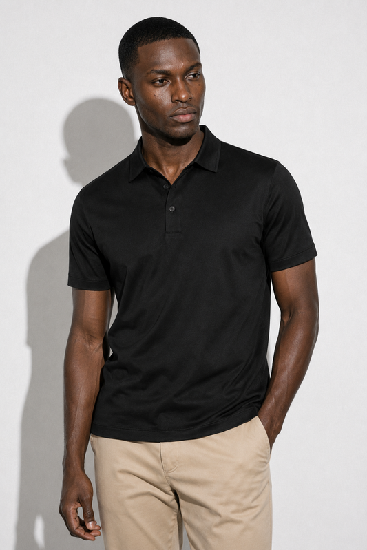 Mercerised polo shirt · Black