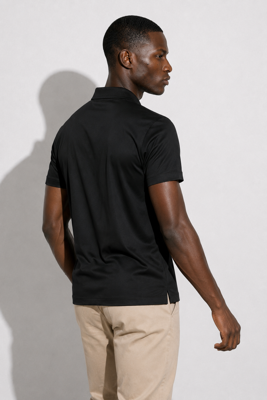 Mercerised polo shirt · Black — View 4