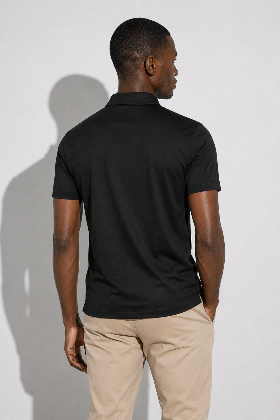 Mercerised polo shirt · Black — View 5