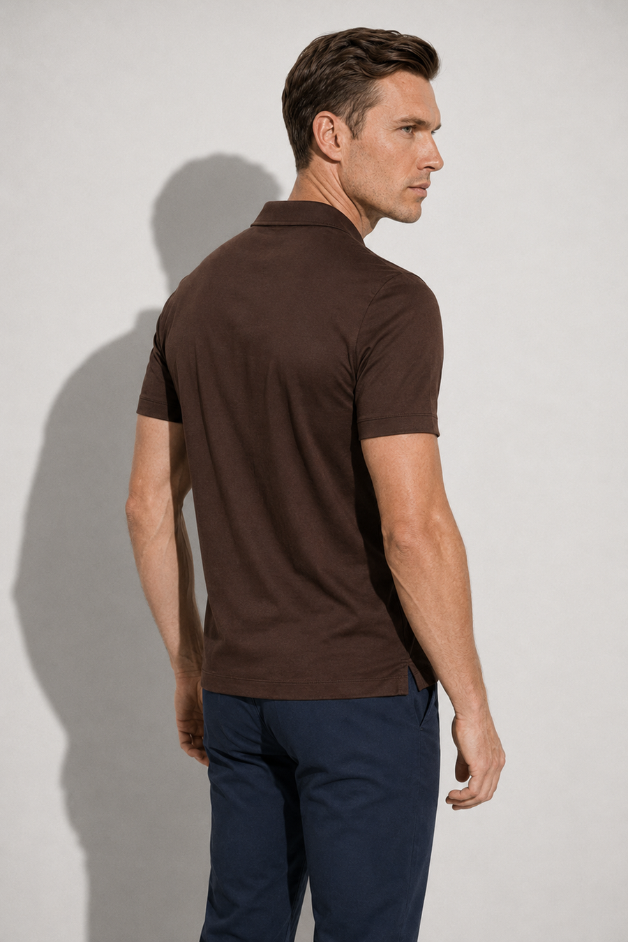 Polo mercerisé · Marron — Vue 4