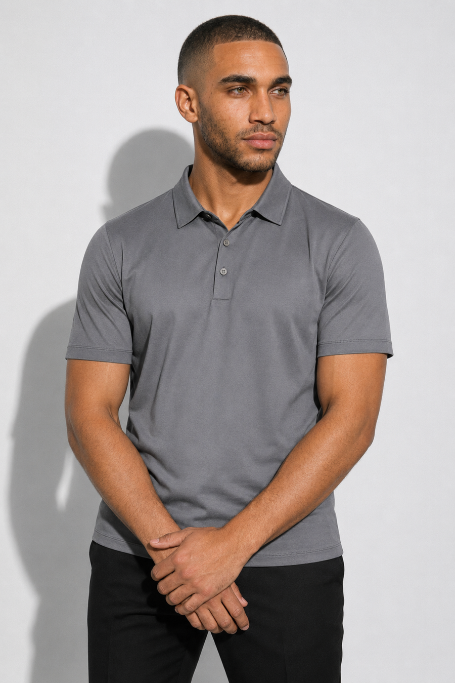 Mercerised Polo Shirt · Grey — View 2