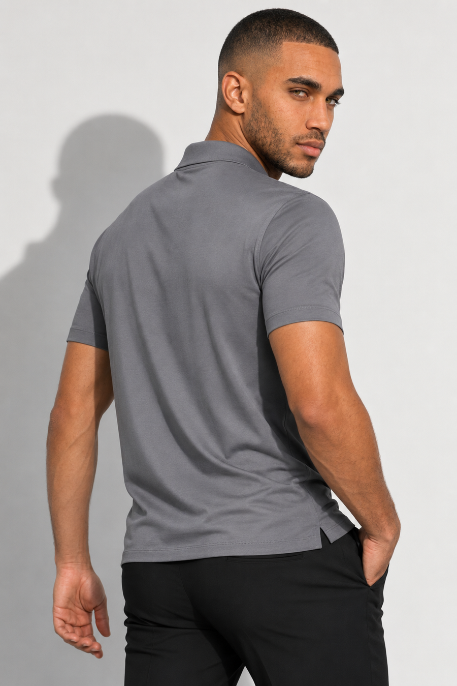 Mercerised Polo Shirt · Grey — View 4