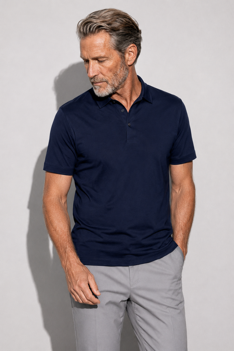 Polo mercerizzata · Blu navy — Vista 3