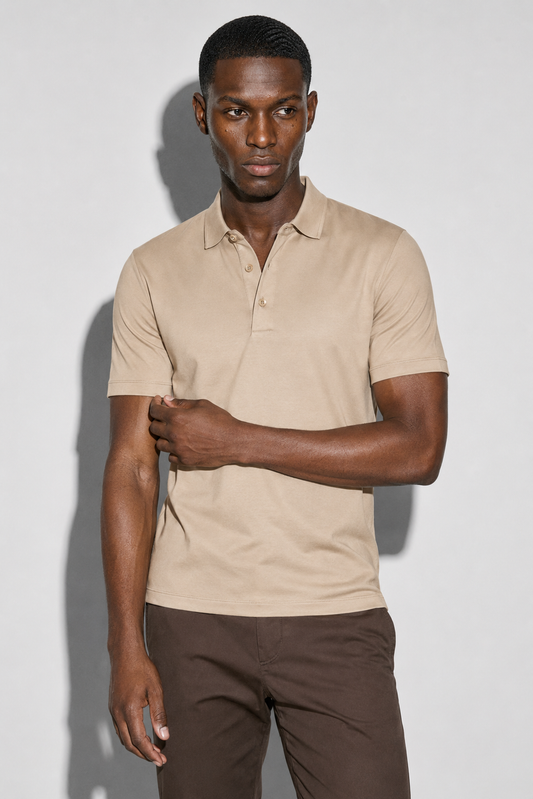 Mercerised polo shirt · Beige