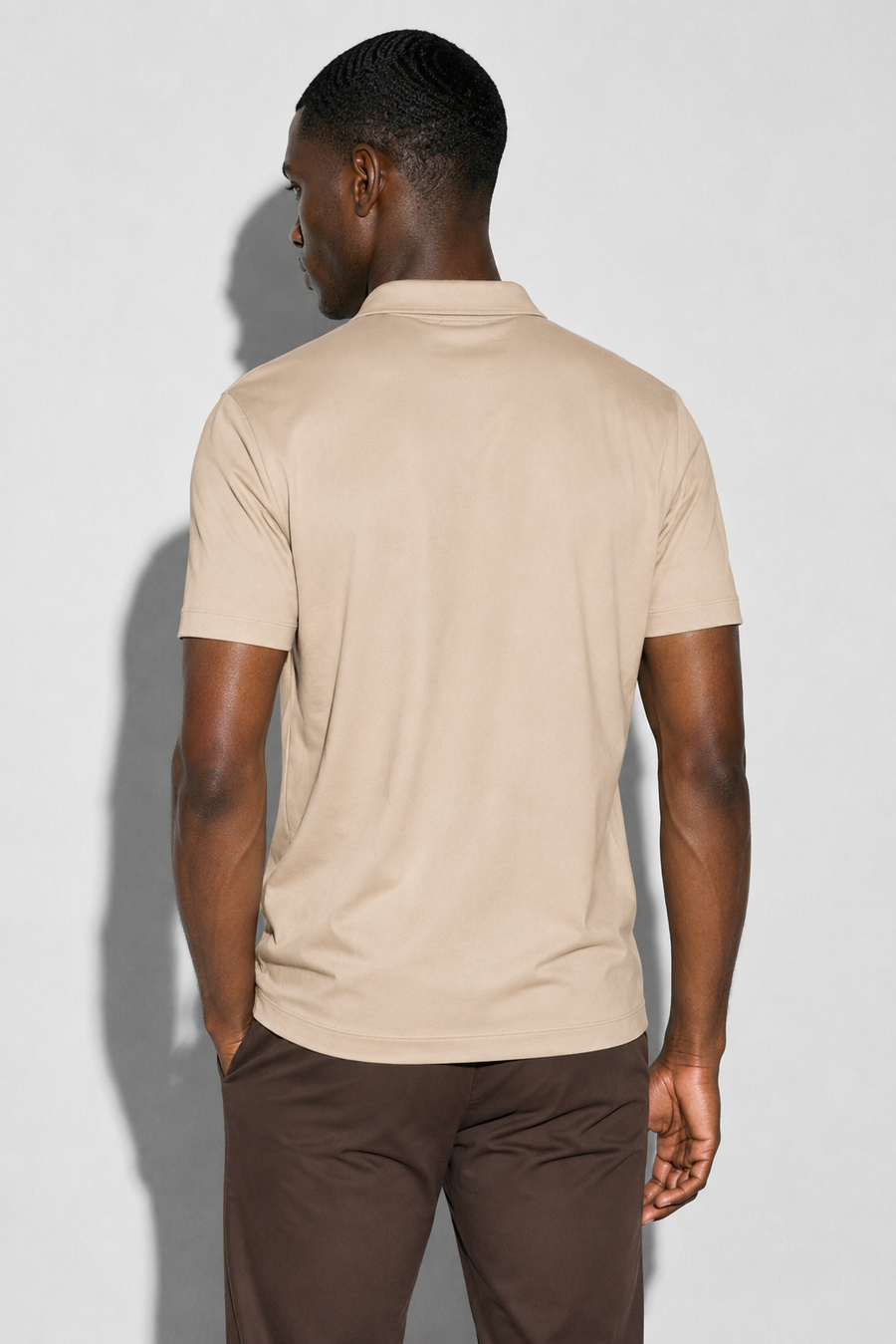 Mercerised polo shirt · Beige — View 5