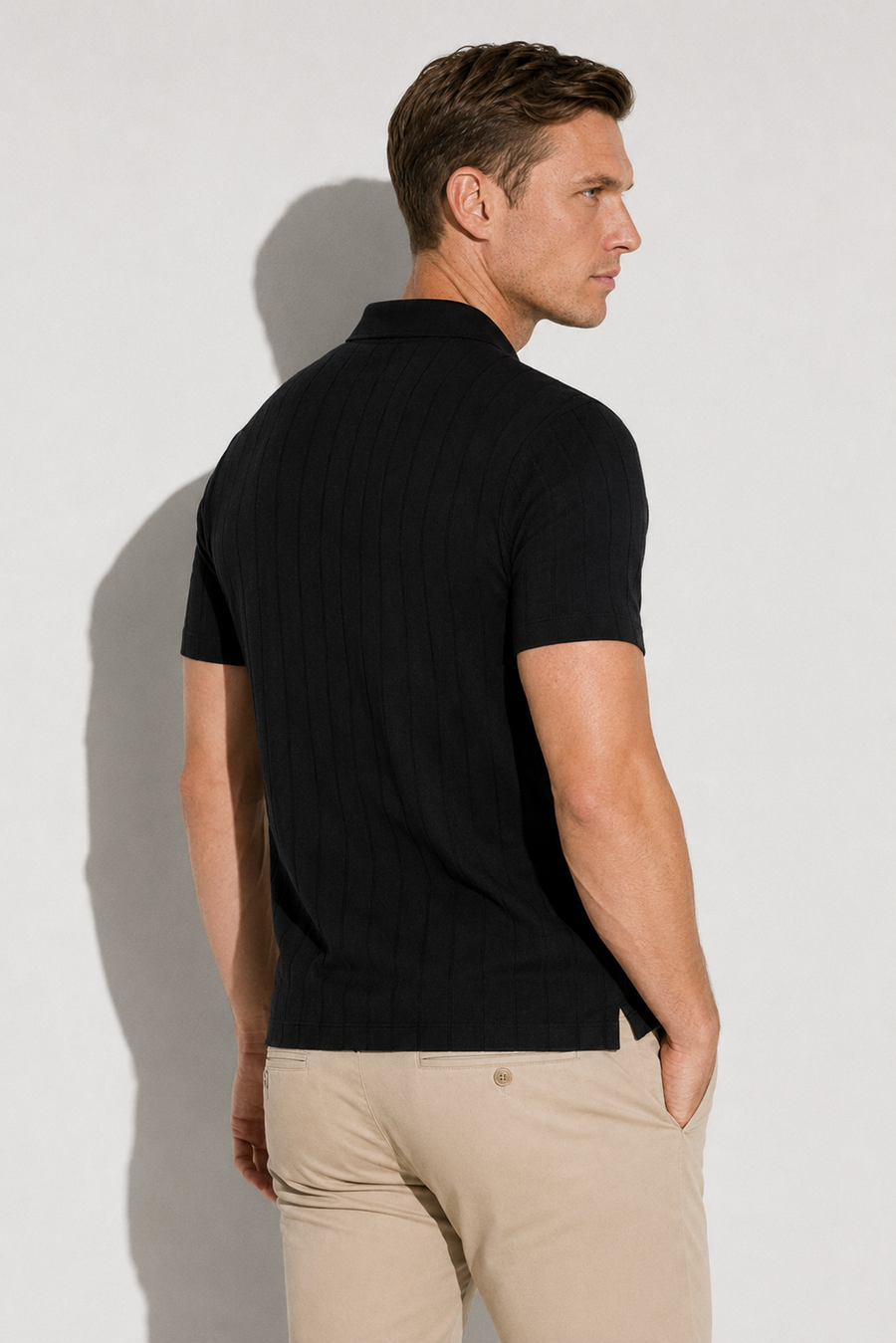 Polo a coste · Nero — Vista 4