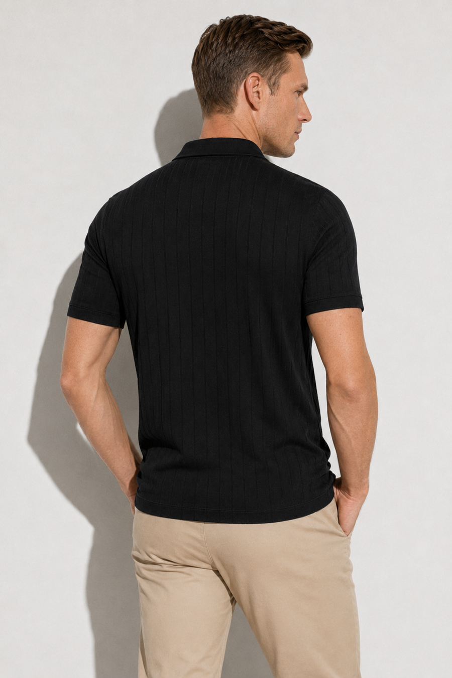 Polo a coste · Nero — Vista 5