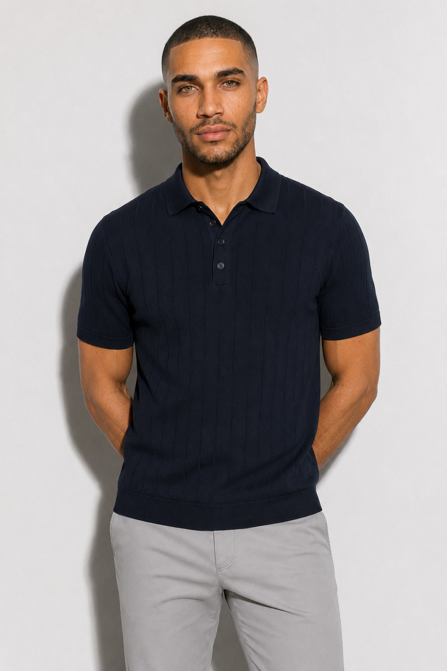 Polo canalé · Azul marino — Vista 2