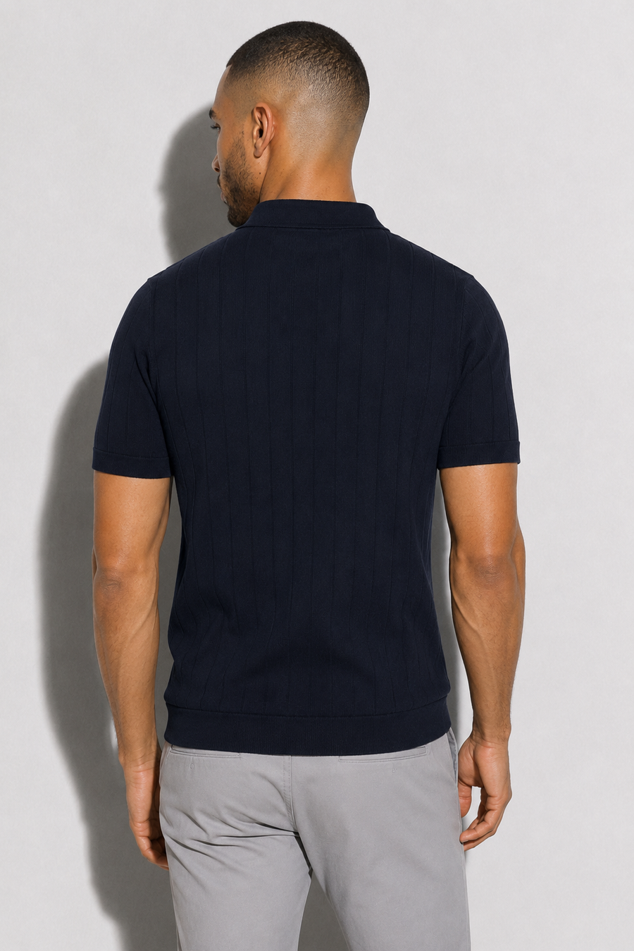Polo canalé · Azul marino — Vista 5