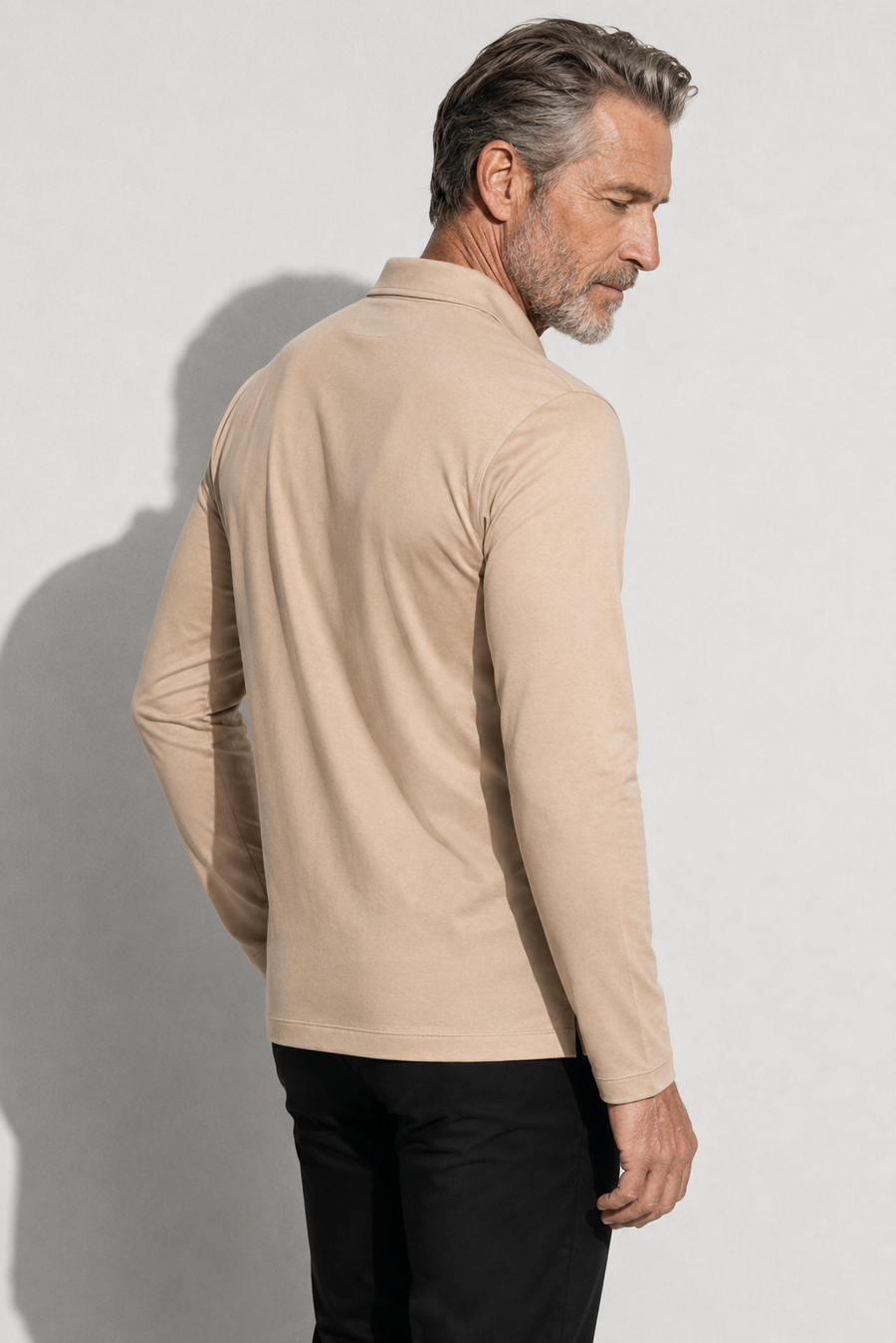 Polo mercerizzata a maniche lunghe · Beige — Vista 4