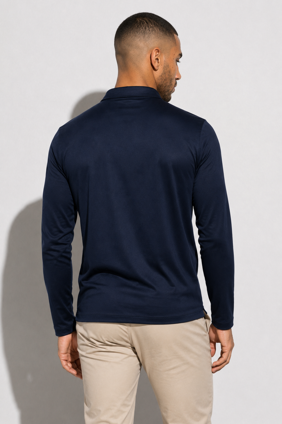 Merzerisiertes Langarm-Polo · Marineblau — Ansicht 5
