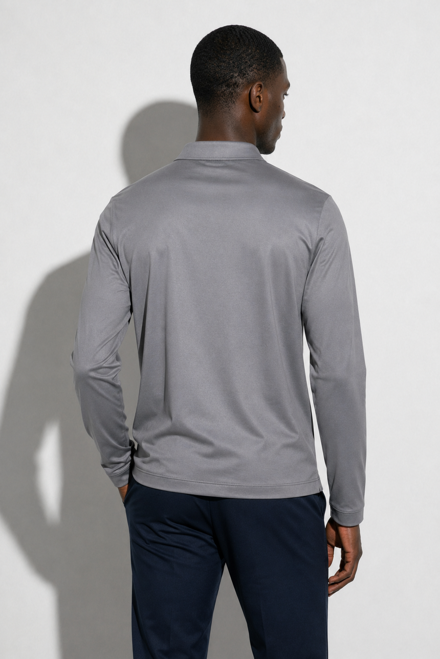 Polo mercerisé manches longues · Gris — Vue 5