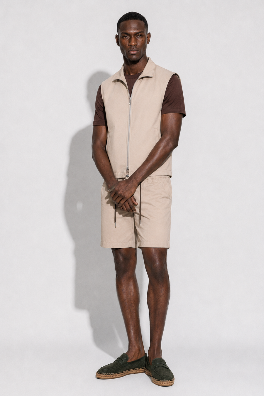 Travel shorts set · Beige — View 3