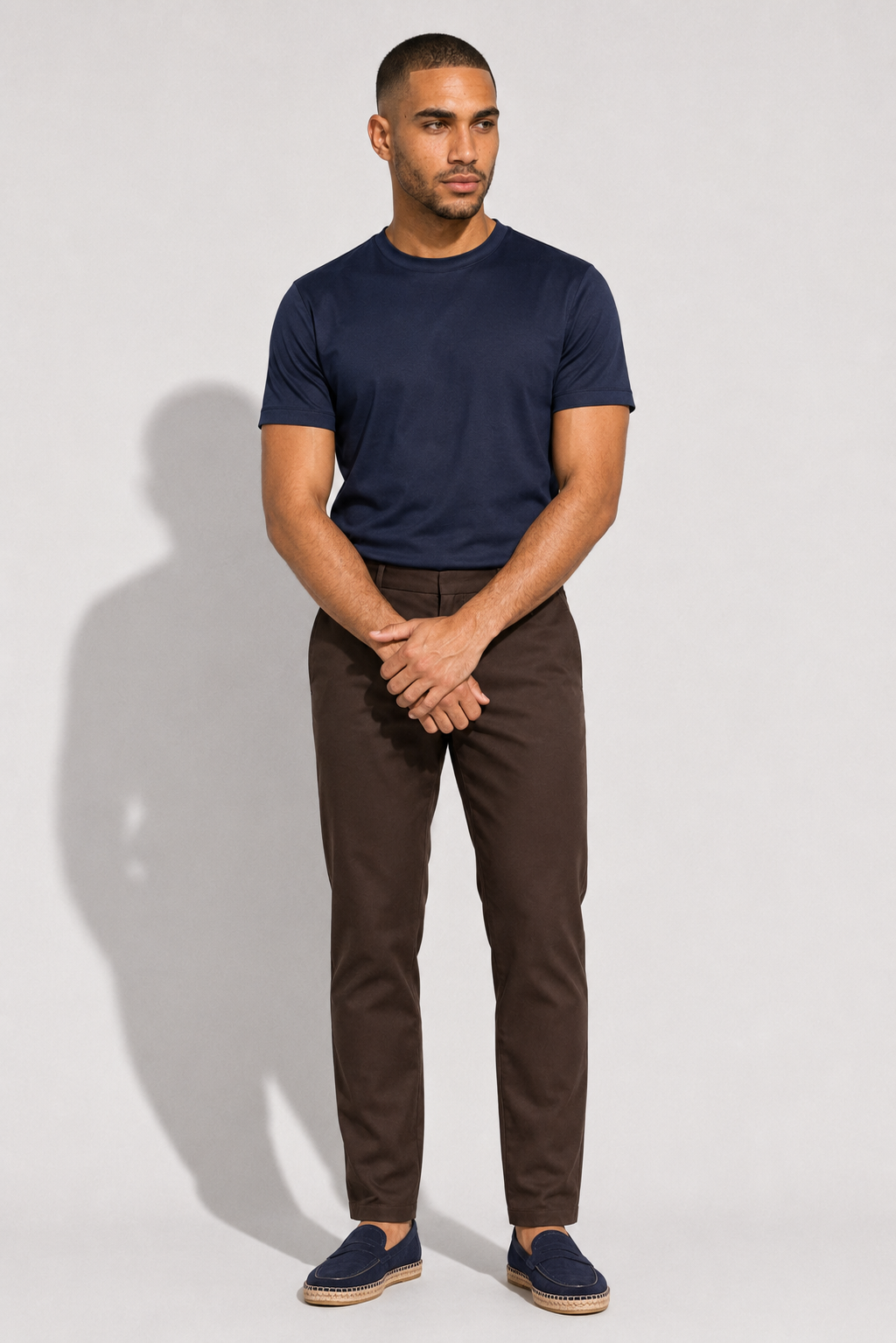 Pantalon twill stretch · Marron