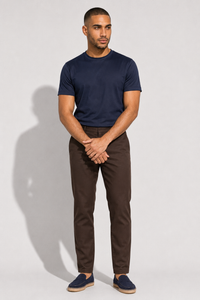 Stretch twill trousers · Brown