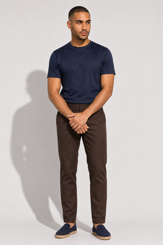 Stretch twill trousers · Brown