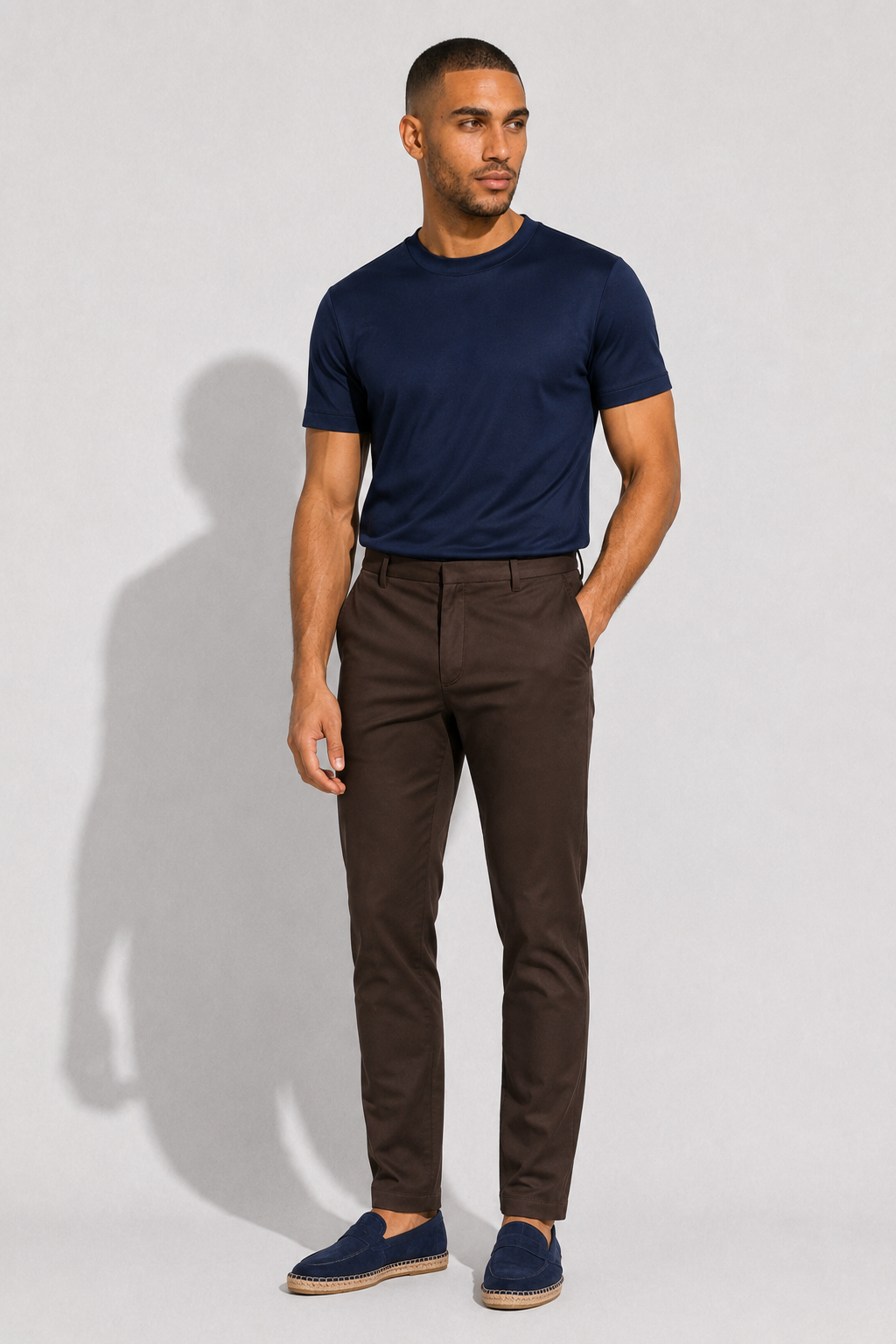 Pantalon twill stretch · Marron