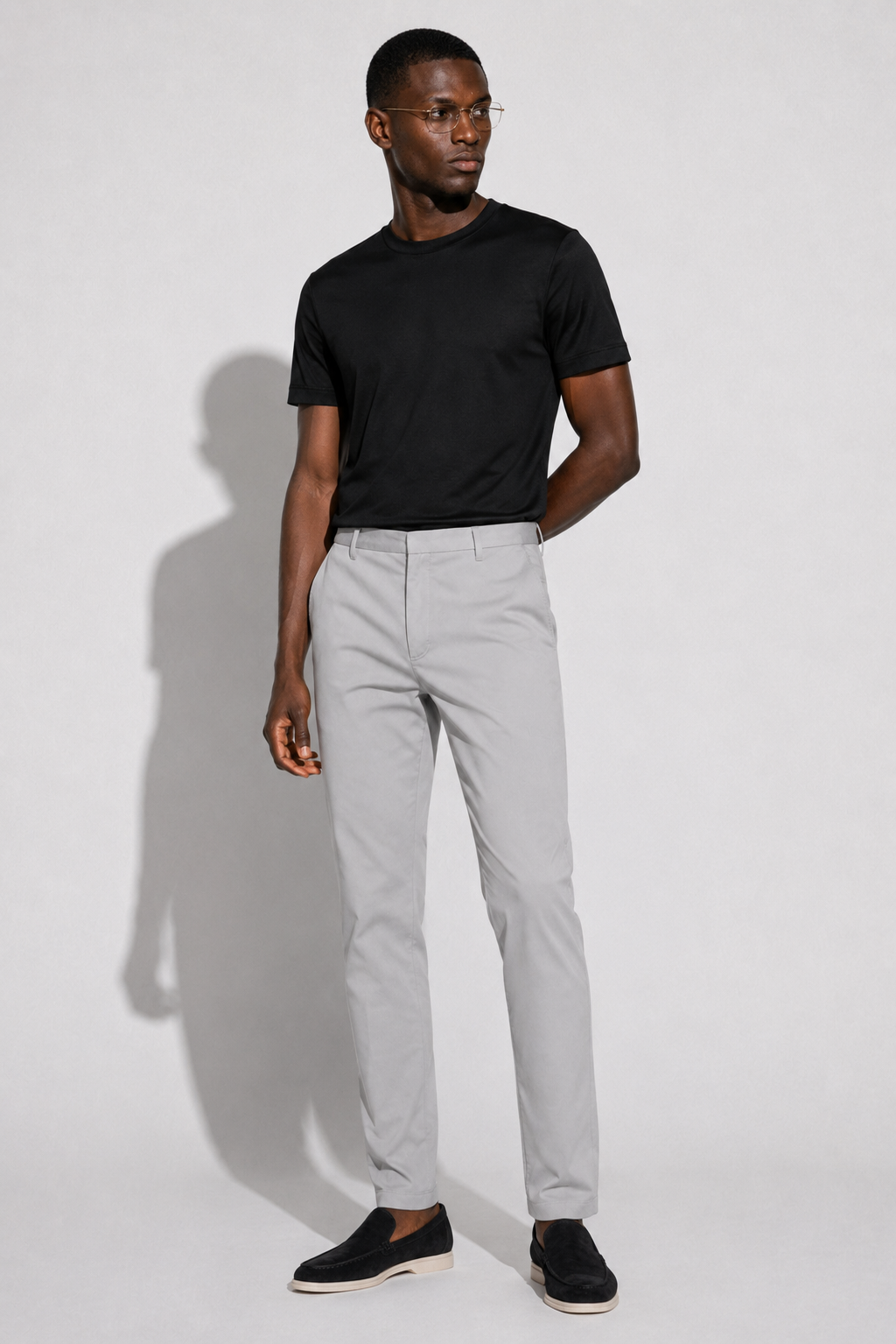 Pantalon twill stretch · Gris