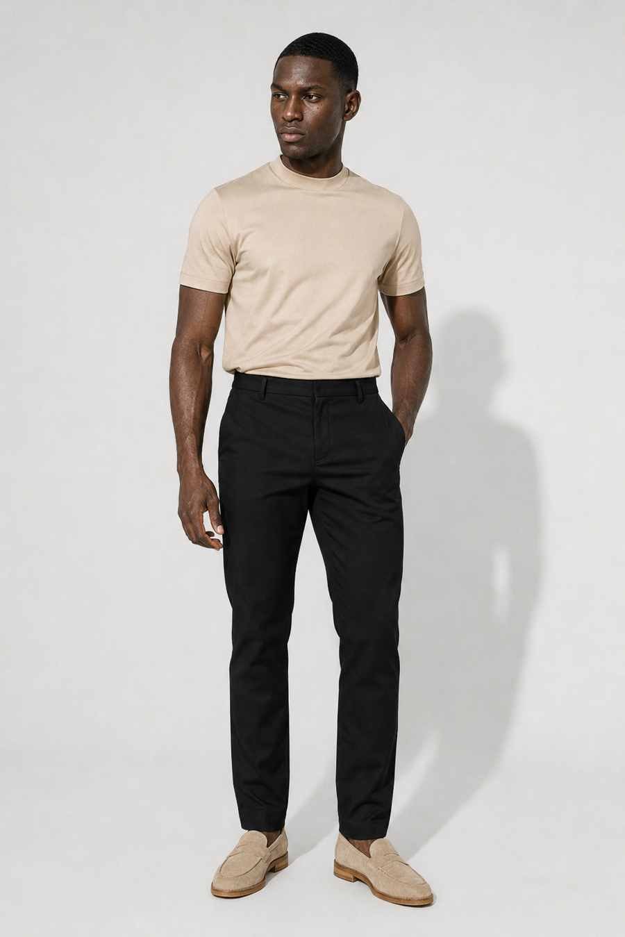 Pantalone in twill stretch · Nero — Vista 2
