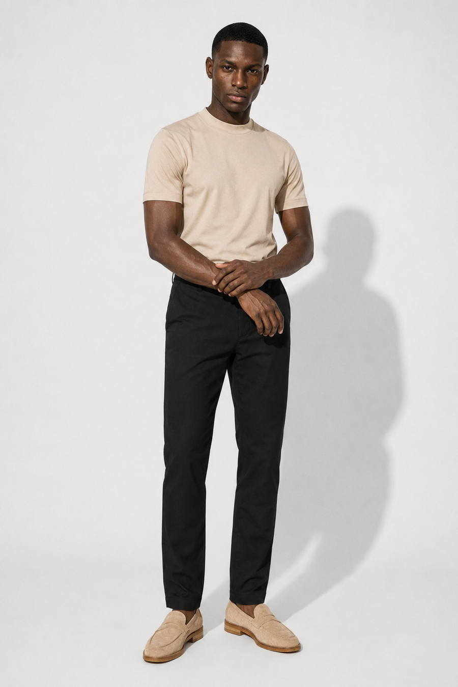 Pantalone in twill stretch · Nero — Vista 3