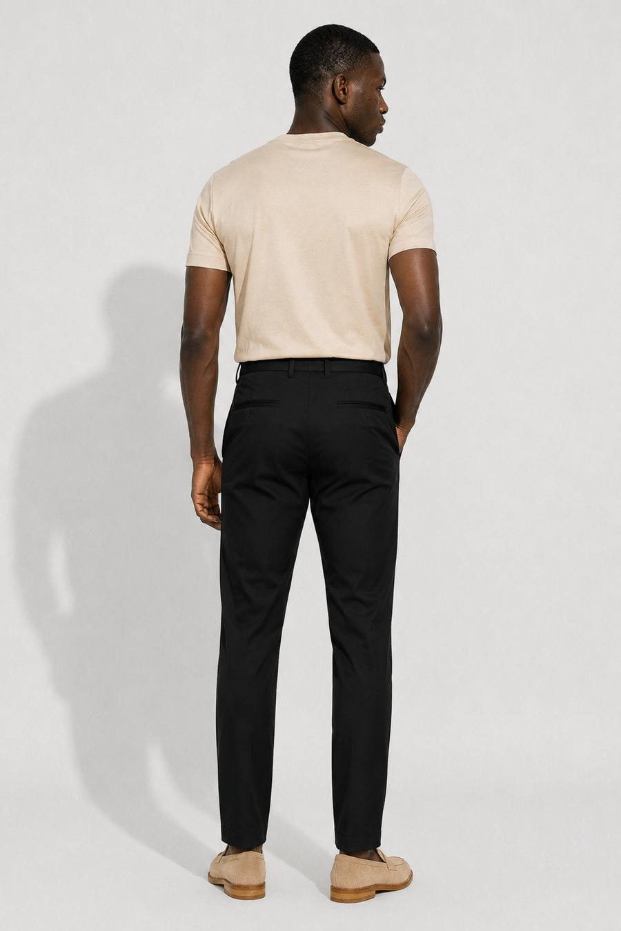 Pantalone in twill stretch · Nero — Vista 5