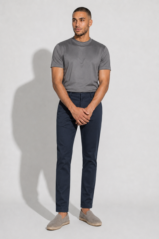 Stretch twill trousers · Navy