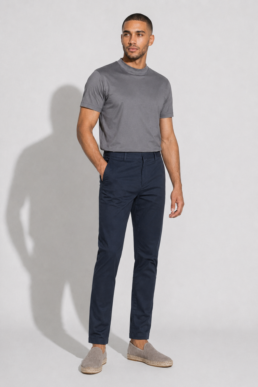Spodnie twill stretch · Granatowy — Widok 3