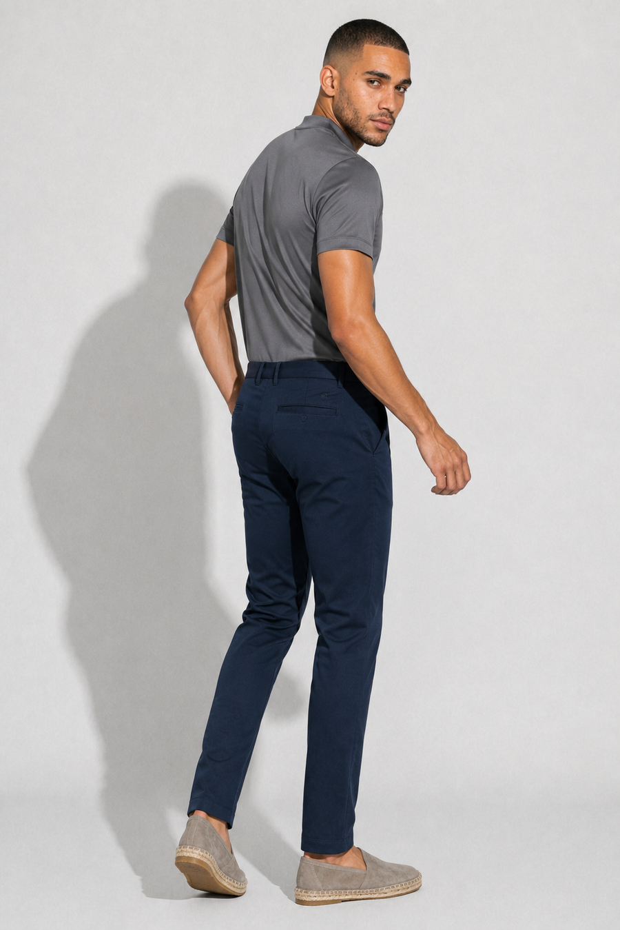 Spodnie twill stretch · Granatowy — Widok 4