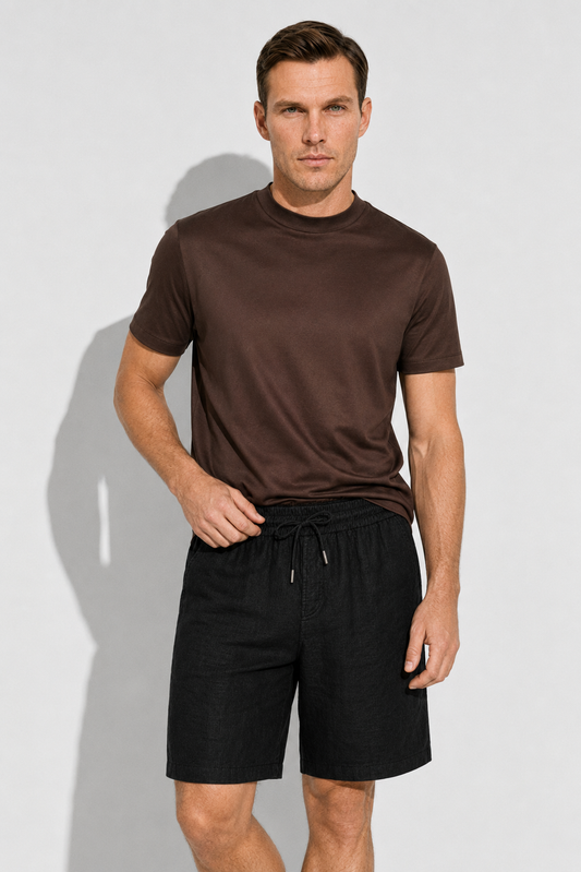 Linen Bermuda Shorts · Black