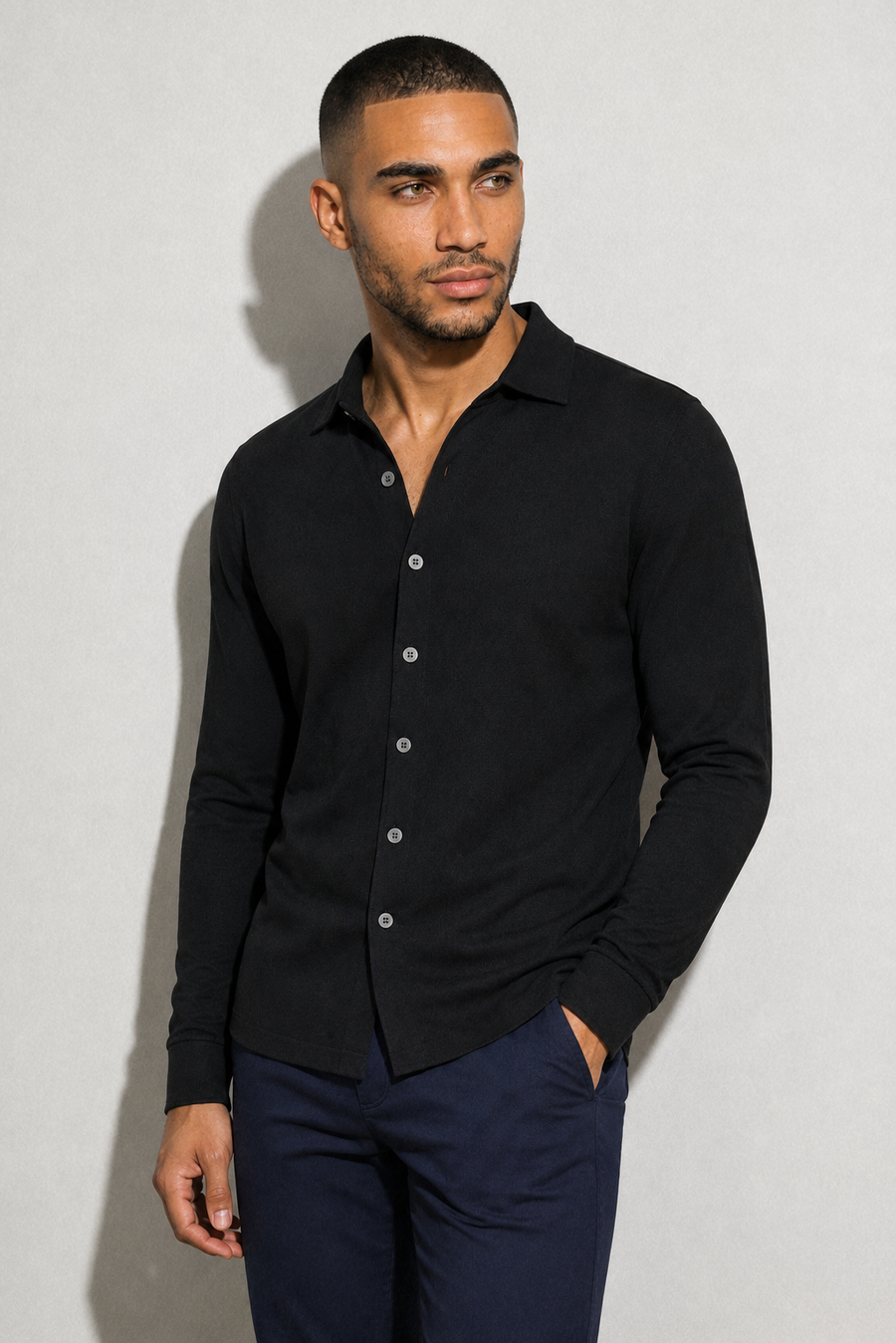 Camisa de punto · Negro — Vista 3