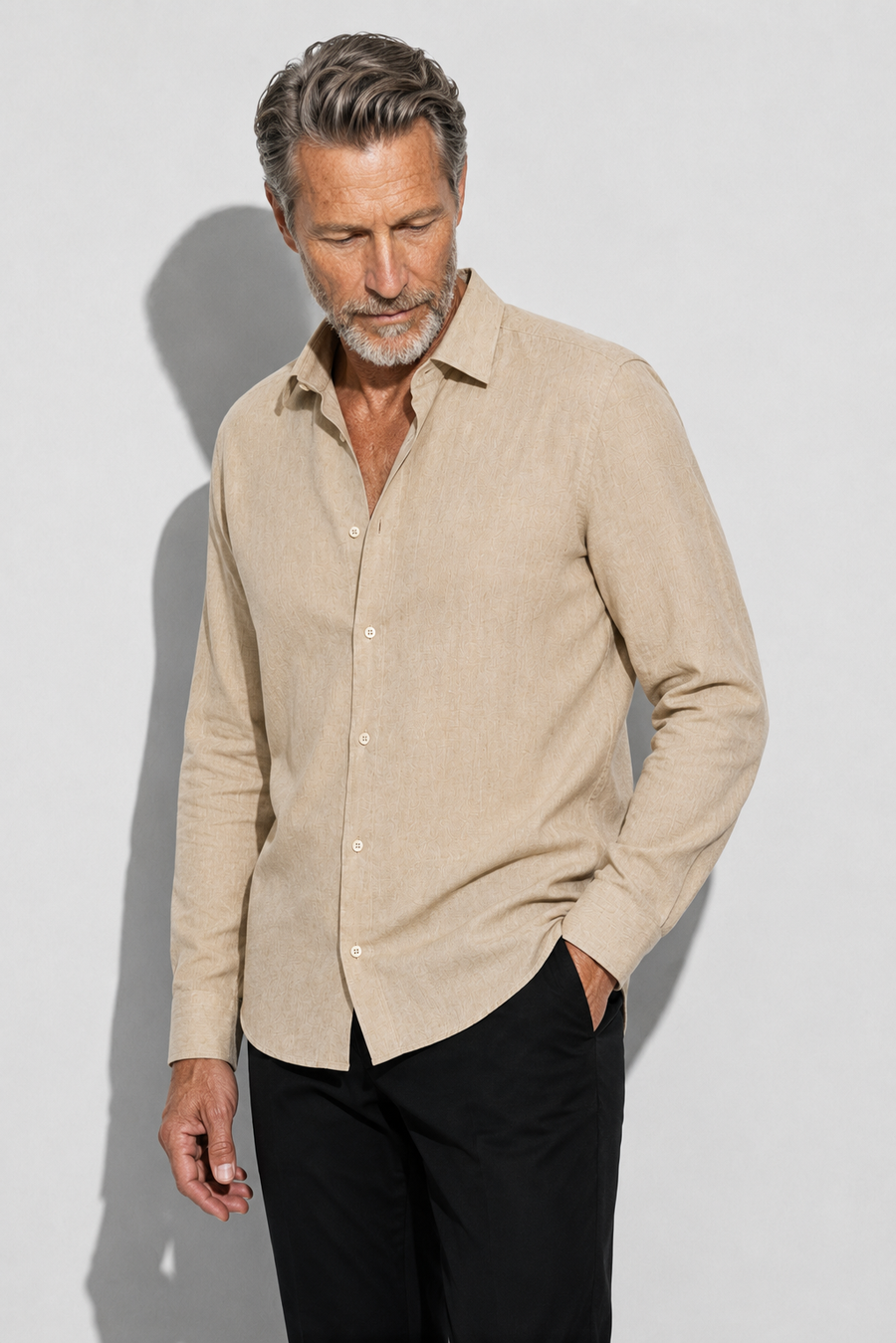 Linen shirt · Beige — View 3