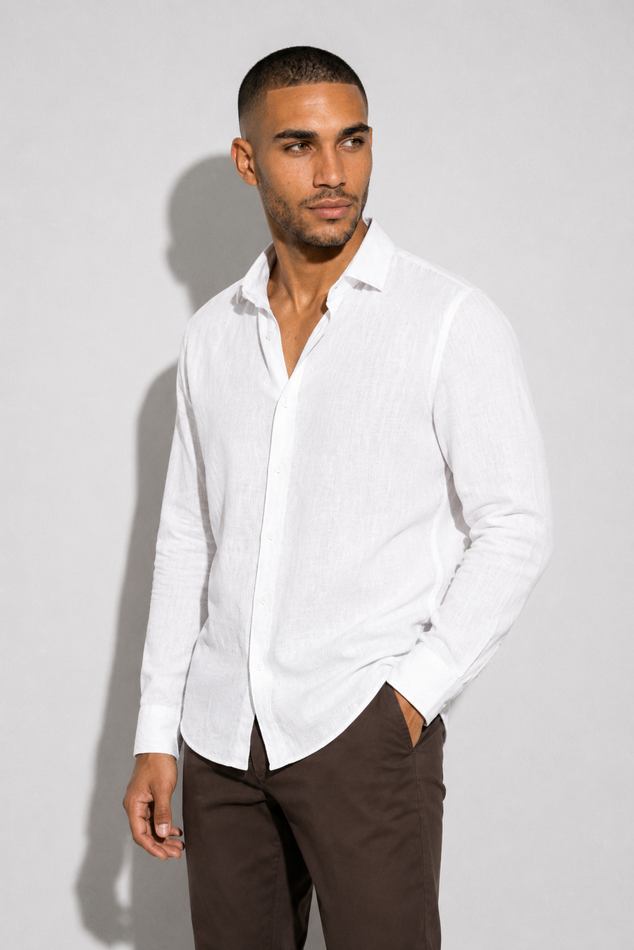 Linen shirt · White — View 3
