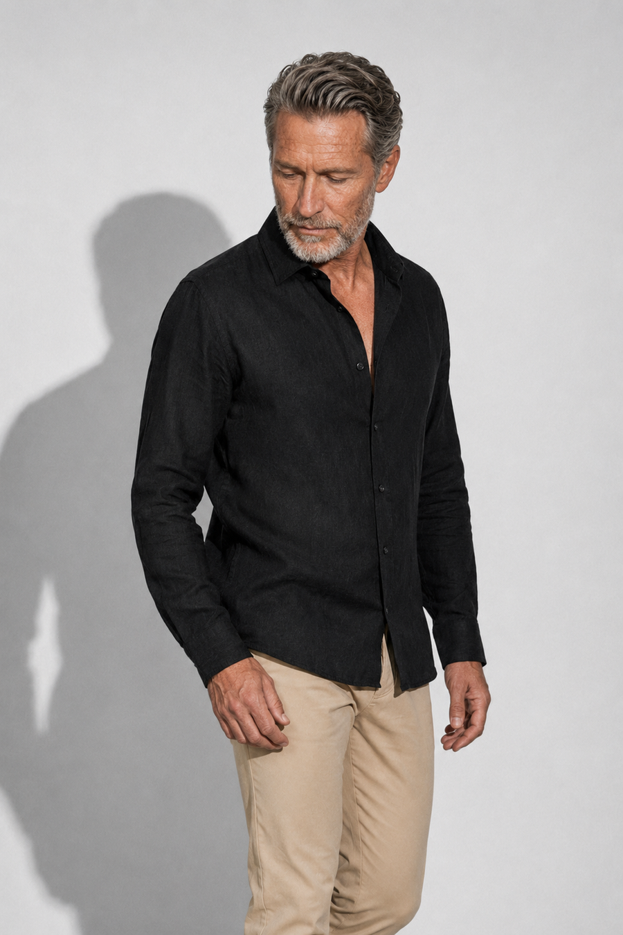 Camicia di lino · Nero — Vista 3