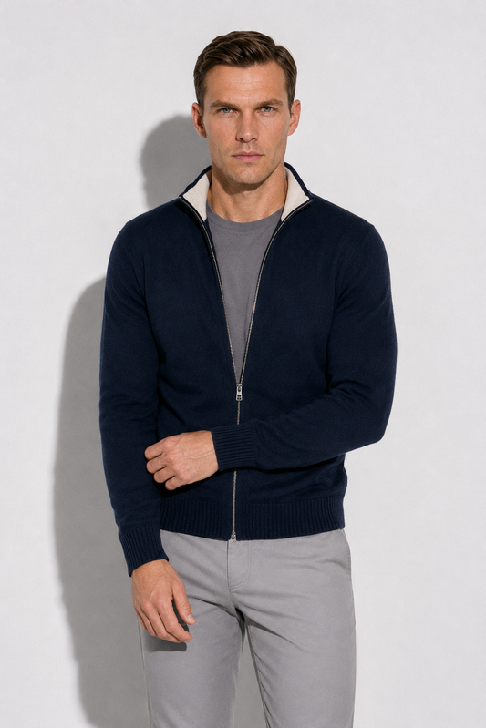 Cardigan zippé · Marine