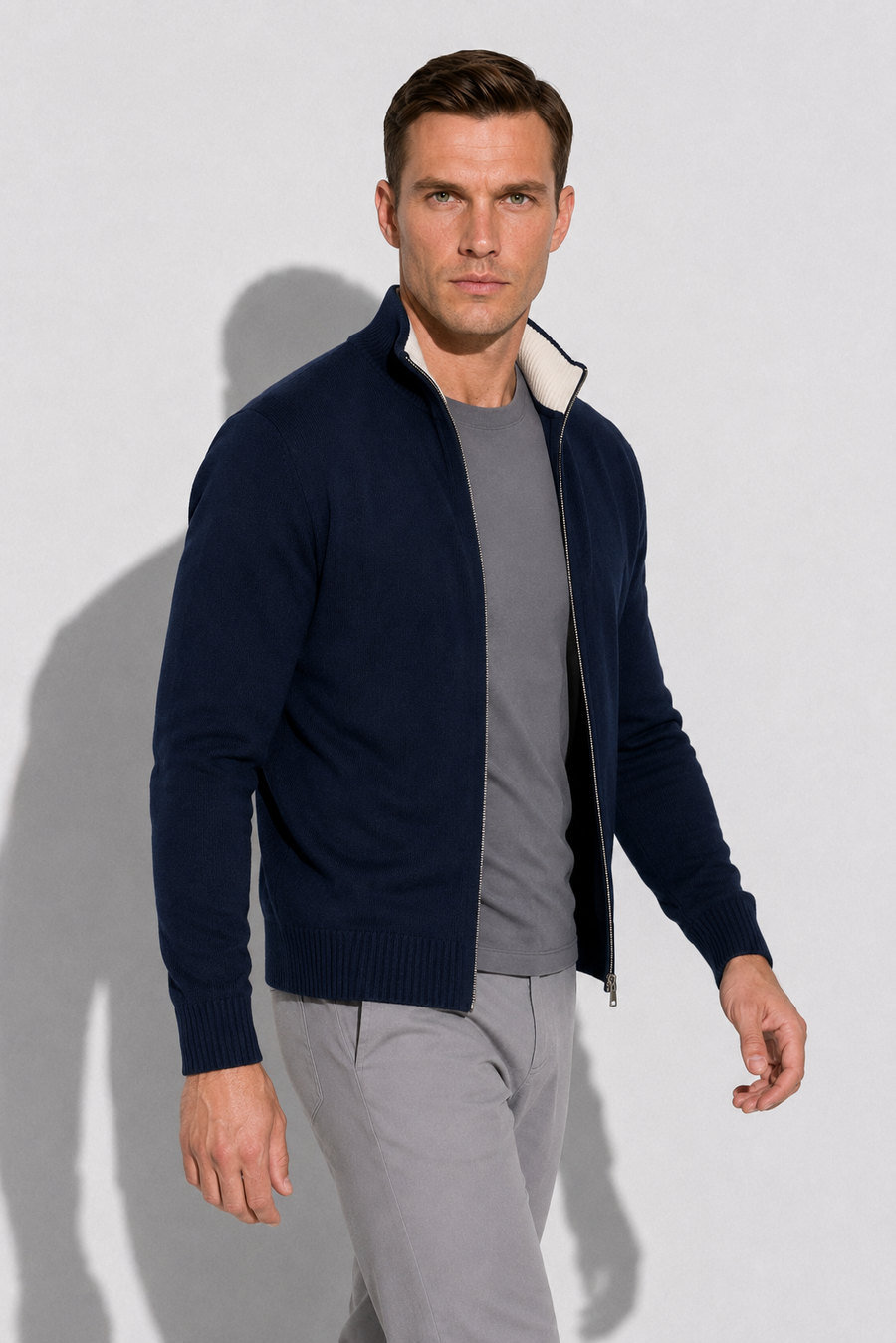 Cárdigan con cremallera · Azul marino — Vista 3