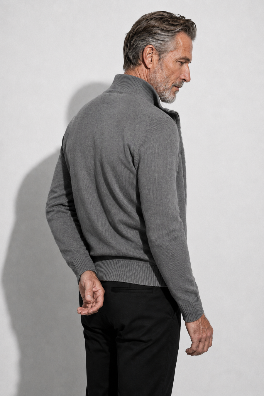 Cardigan con zip · Grigio — Vista 4