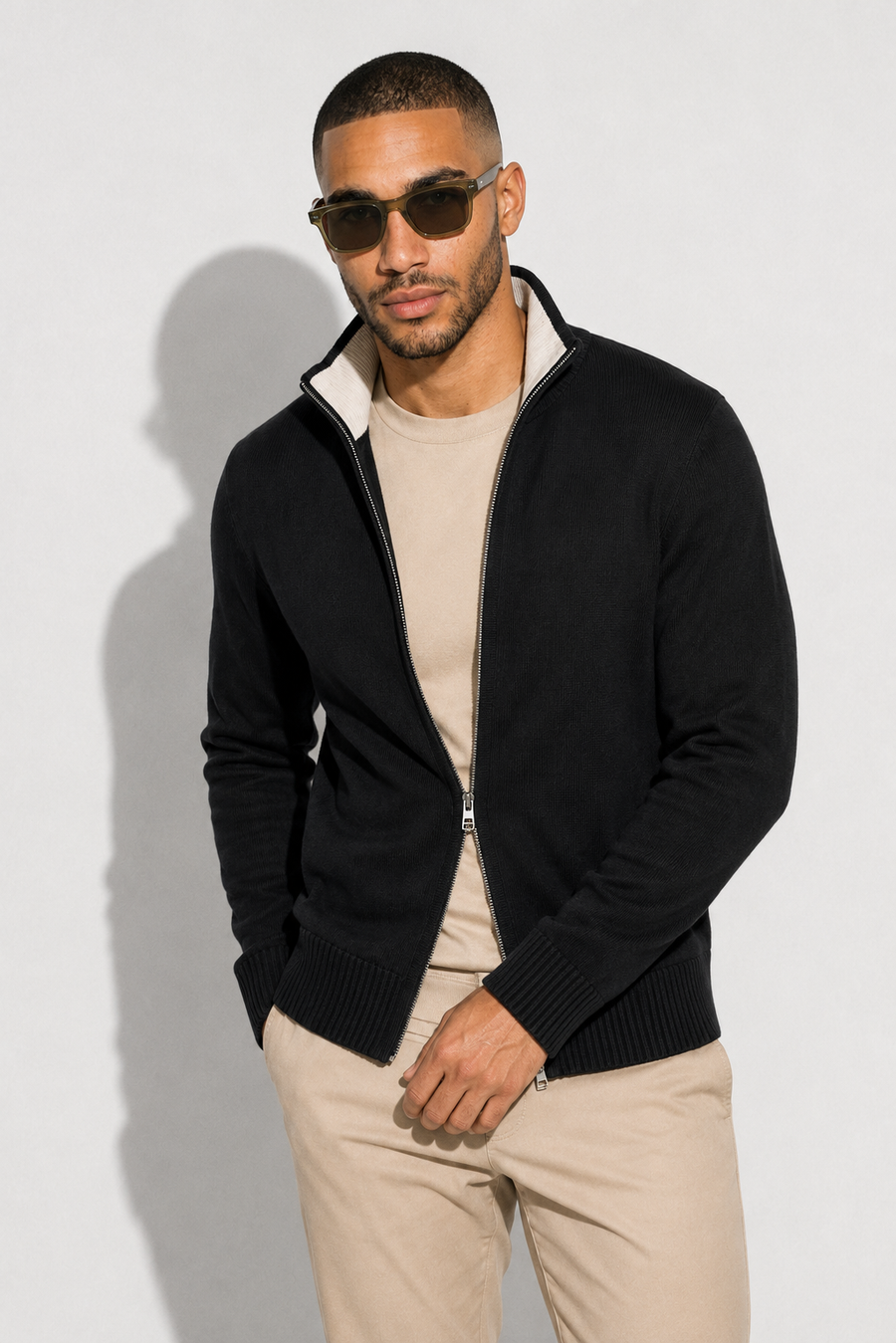 Zip-Cardigan · Schwarz — Ansicht 3