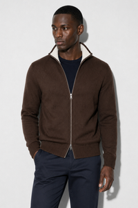 Zip-up cardigan · Brown