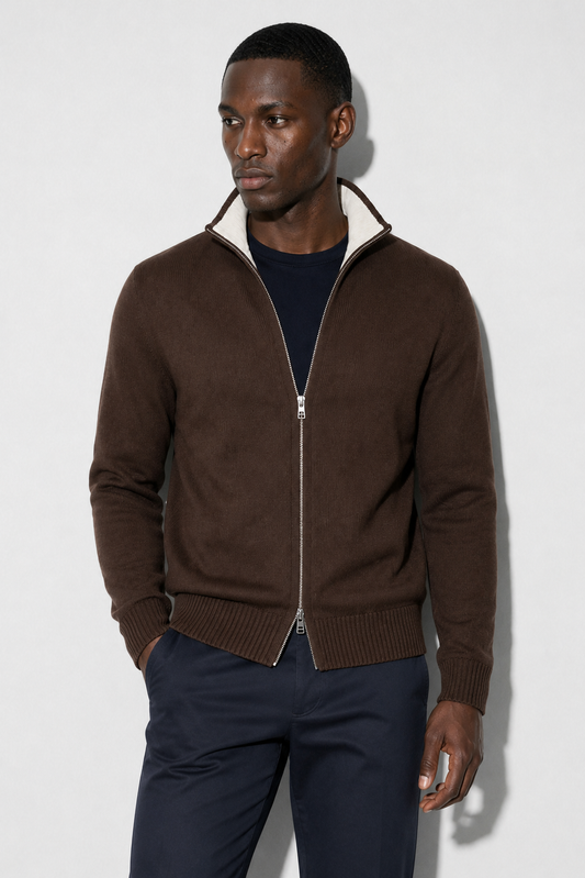Cardigan zippé · Marron