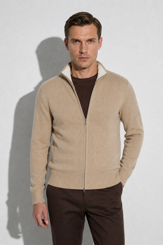 Cardigan zippé · Beige