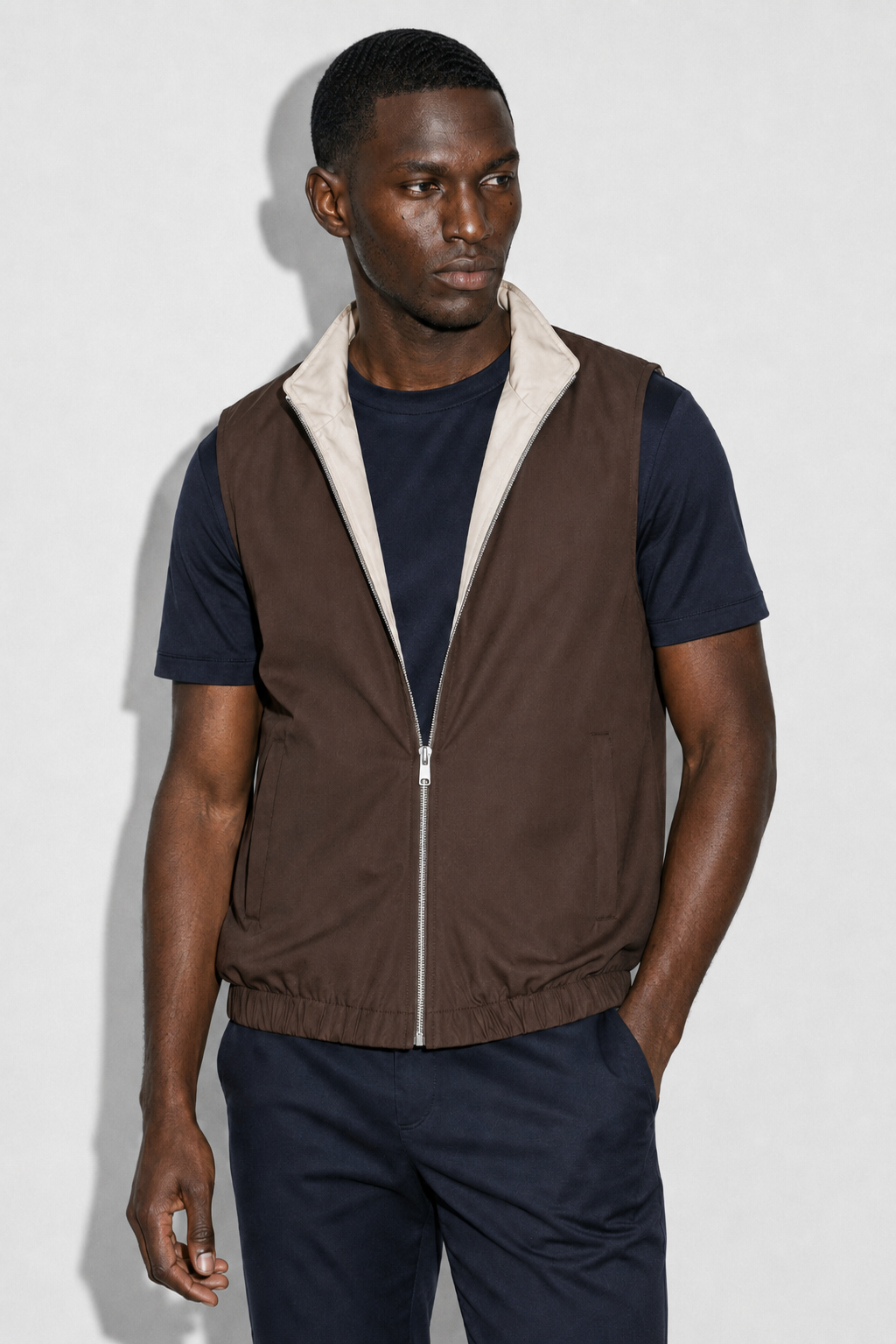 Bodywarmer réversible léger · Marron