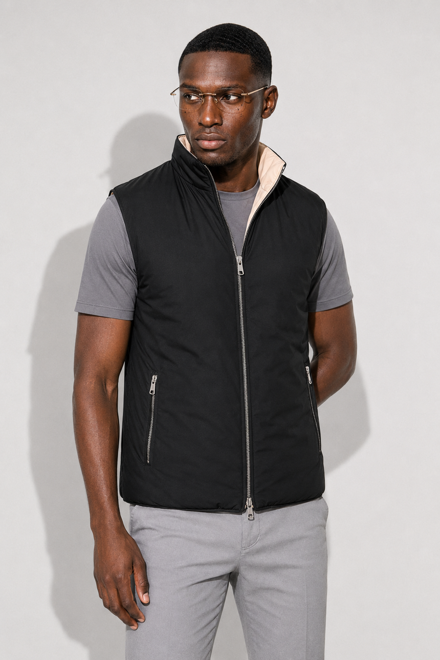 Gilet imbottito reversibile · Nero — Vista 3