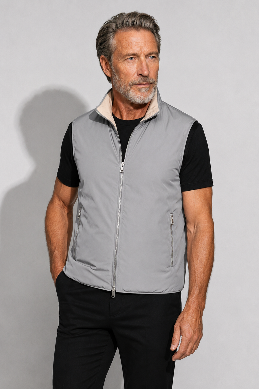Gilet imbottito reversibile · Grigio — Vista 3