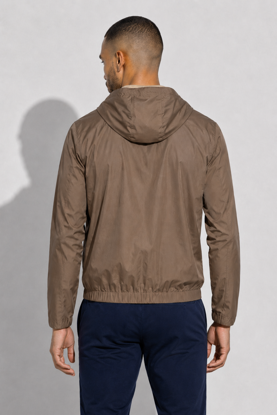 Windbreaker jacket with hood · Taupe — View 4