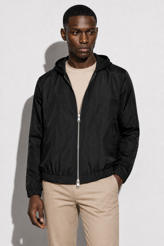 Hooded windbreaker · Black