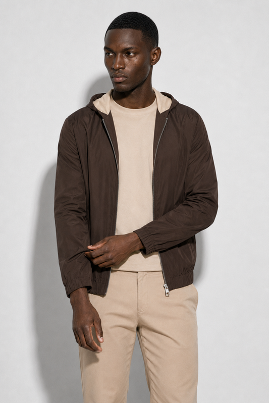 Hooded windbreaker · Brown