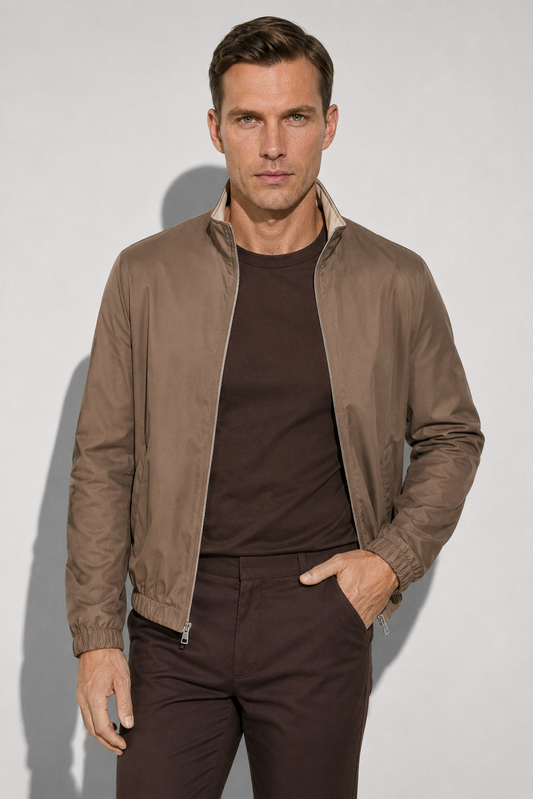 Stretch twill jacket · Taupe