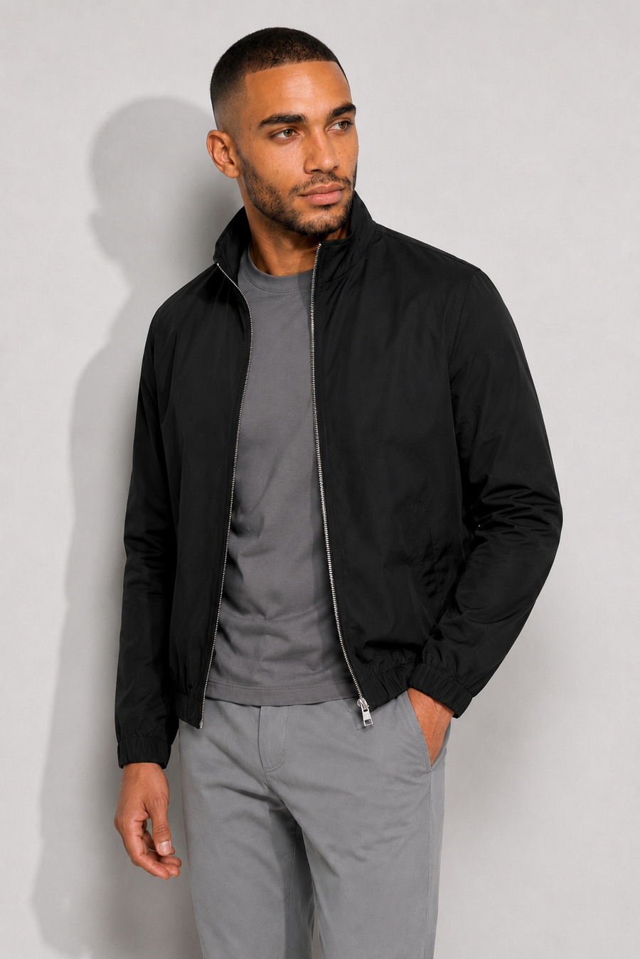 Stretch twill jas · Zwart — Weergave 2