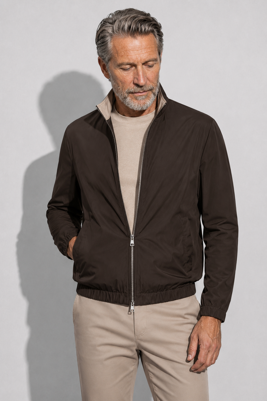 Veste twill stretch · Marron — Vue 2